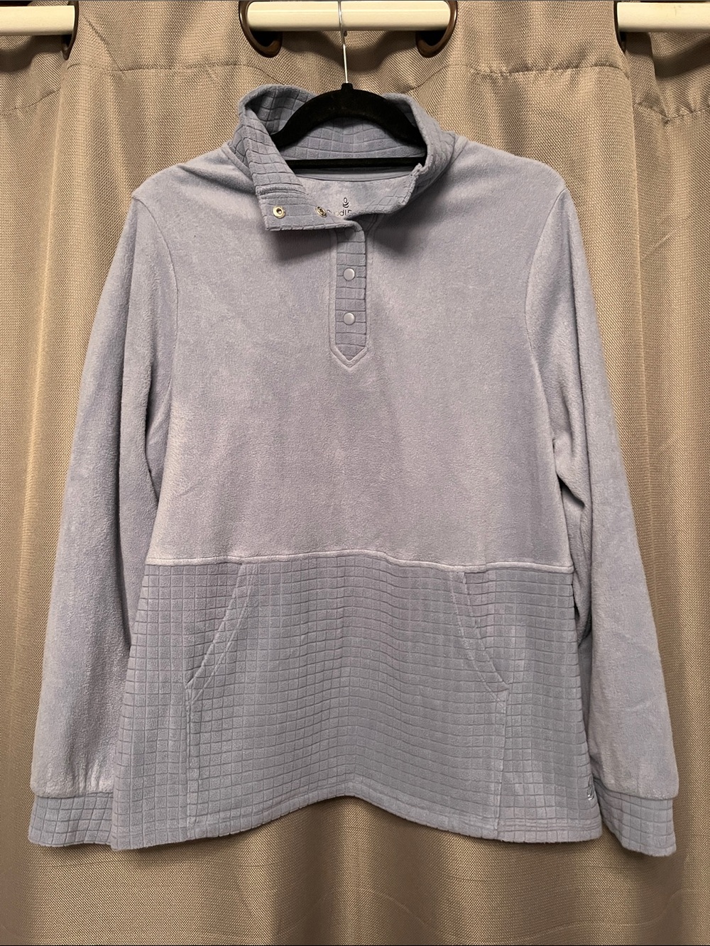 Cuddl Duds Light Blue Fleece Pullover with Snap Placket